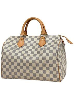Louis Vuitton Speedy 30 Boston Bag Damier Azur White
